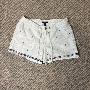 Y2K vintage white embroidered ‘short-short’ mini micro shorts